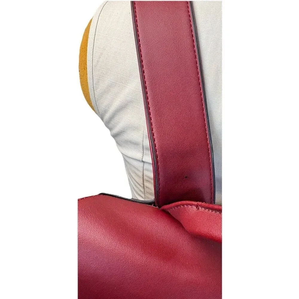 Estarer Vegan Leather Backpack Burgundy Red Fits 15.6